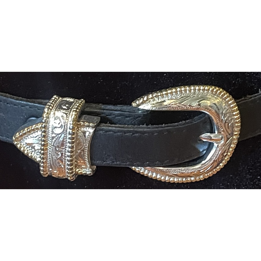 Vtg 1996 Tony Lama Black Leather Concho Western Belt 30 Made in USA 5293L 1.25"